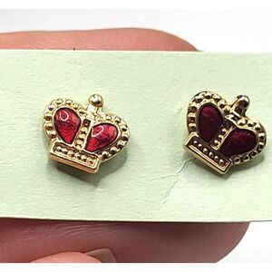 Vintage 80s Enamel Crown Post Stud Earrings 7mm